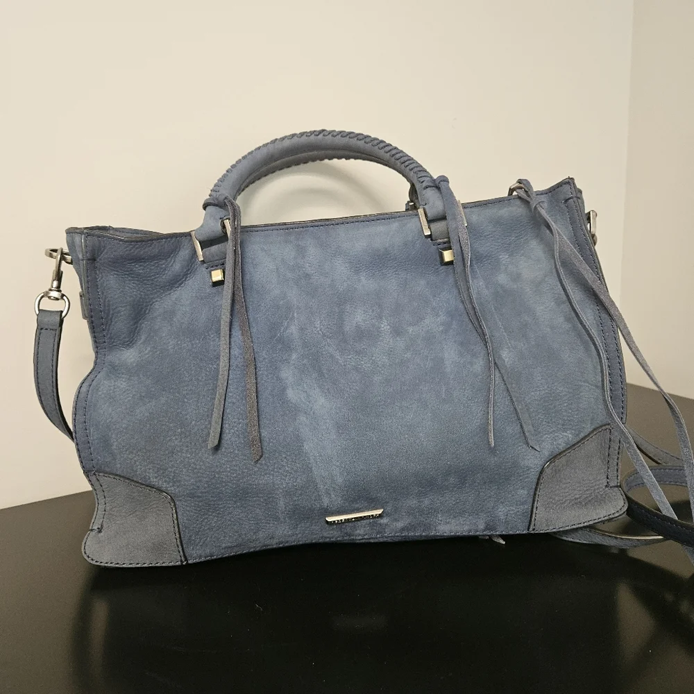 Rebecca Minkoff Blue Suede Satchel Bag - Picture 4 of 10